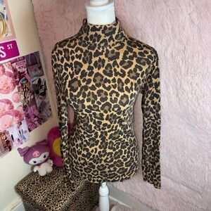 J Crew Cheetah Print Turtleneck Top